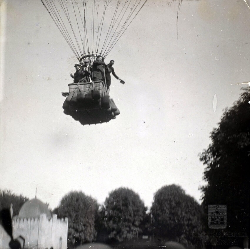 La partenza del pallone aerostatico , 1908 ca.