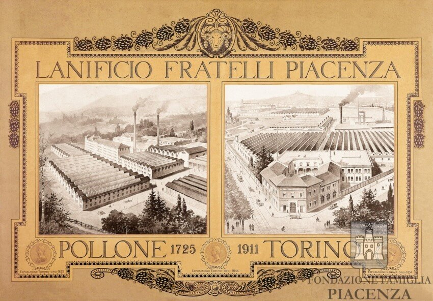 Cartellone con i Lanifici di Torino e Pollone, 1911